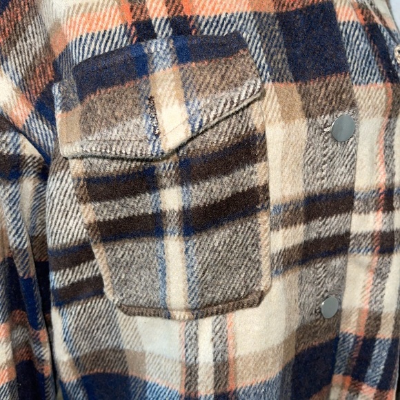 Women Autumn Winter Vintage Long Sleeve Loose Plaid Imitated Woolen Coat Shacket - Picture 6 of 8